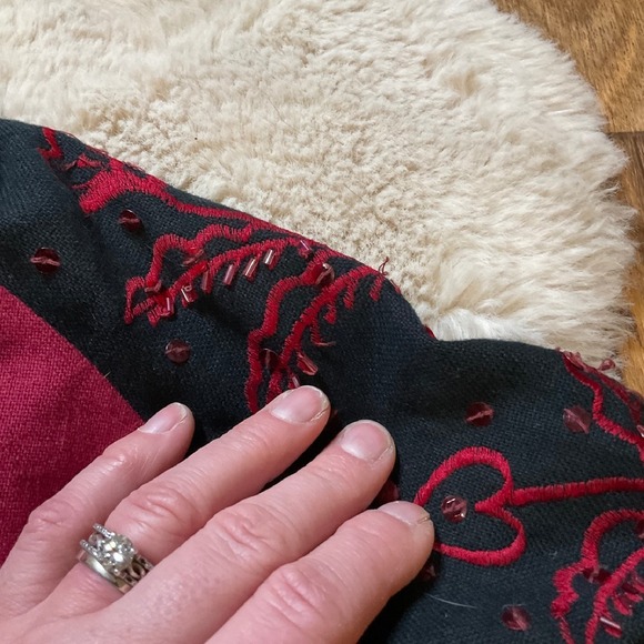 Sandy Starkman Jacket Womens‎ Size Large Cotton Linen Red Embroidered Flashy - Picture 6 of 12